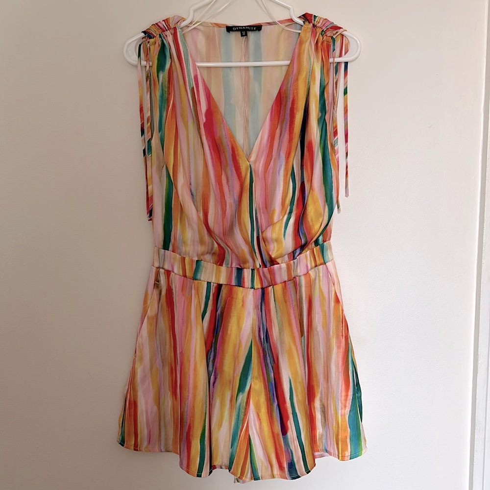 Dynamite colorful satin romper - perfect for vacation